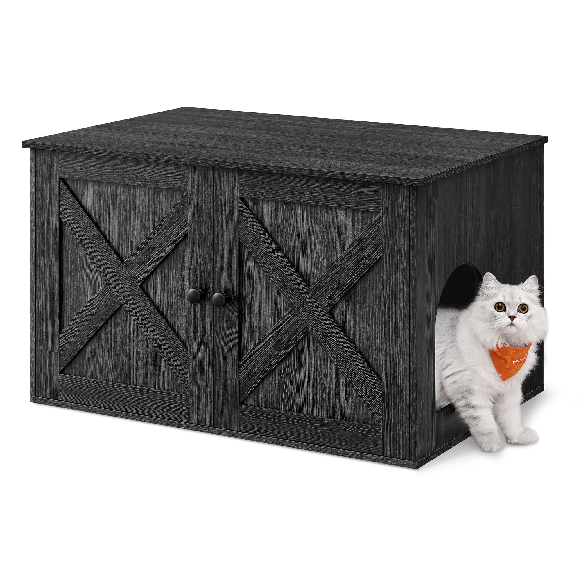 Feandrea Black Cat Litter Box Enclosure