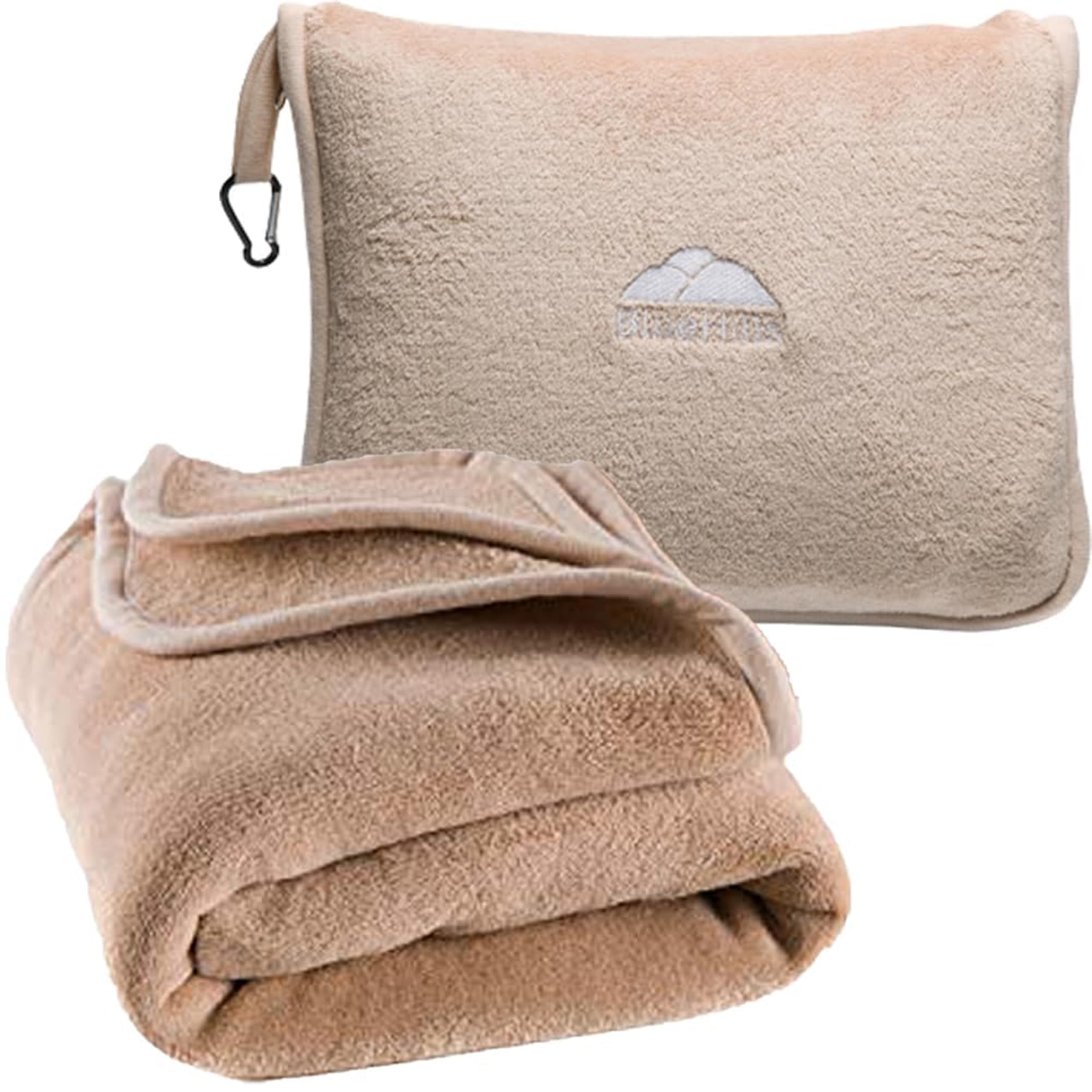 BlueHills Premium Soft Tall Travel Blanket Pillow - Beige