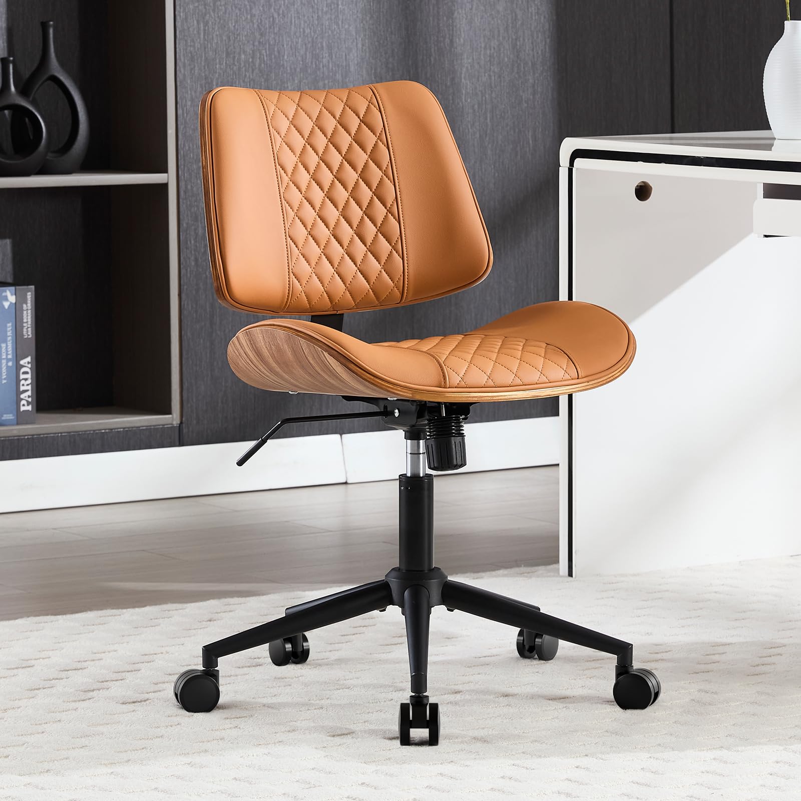 BERYTH Armless Walnut Office Chair