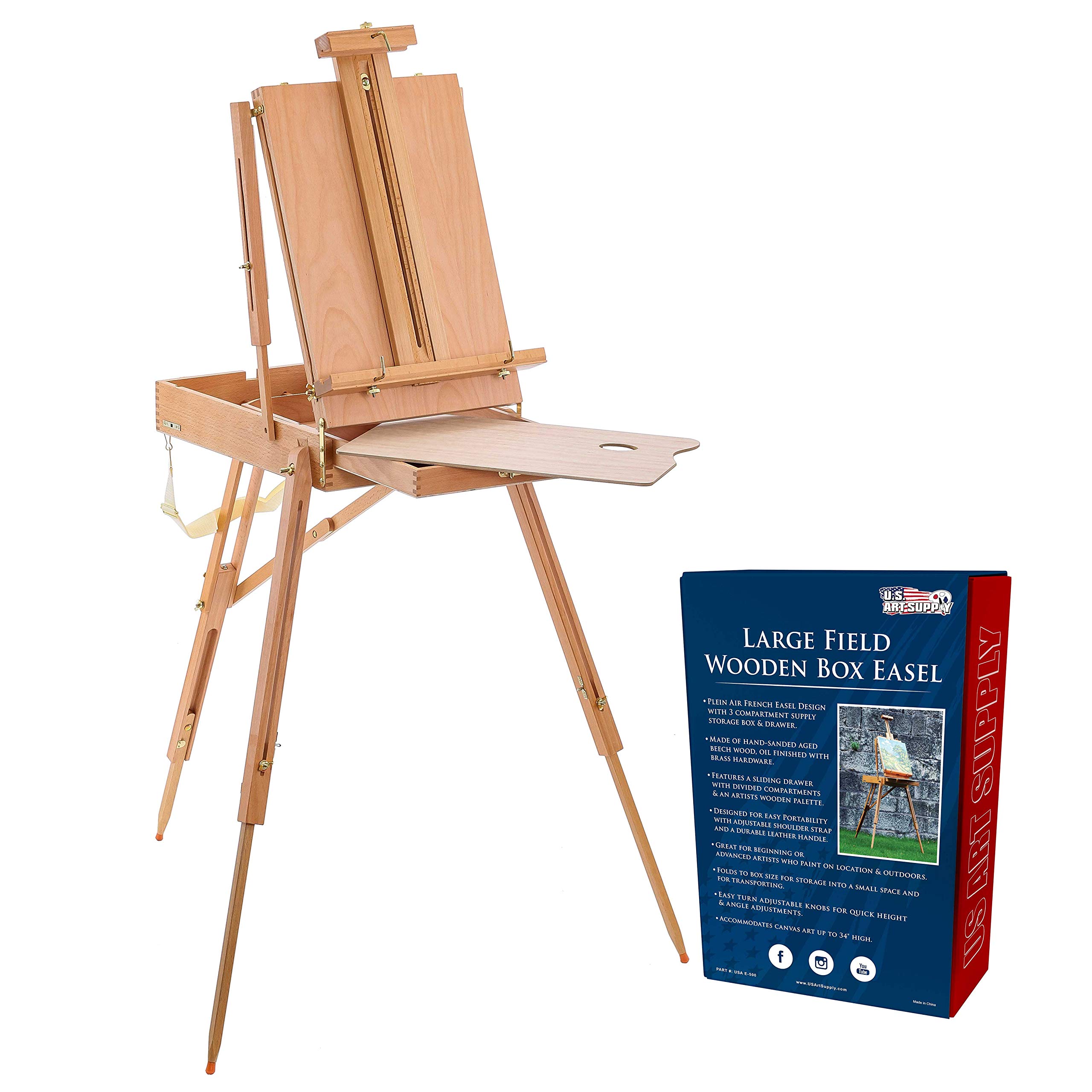 U.S. Art Supply Large Beechwood French Easel