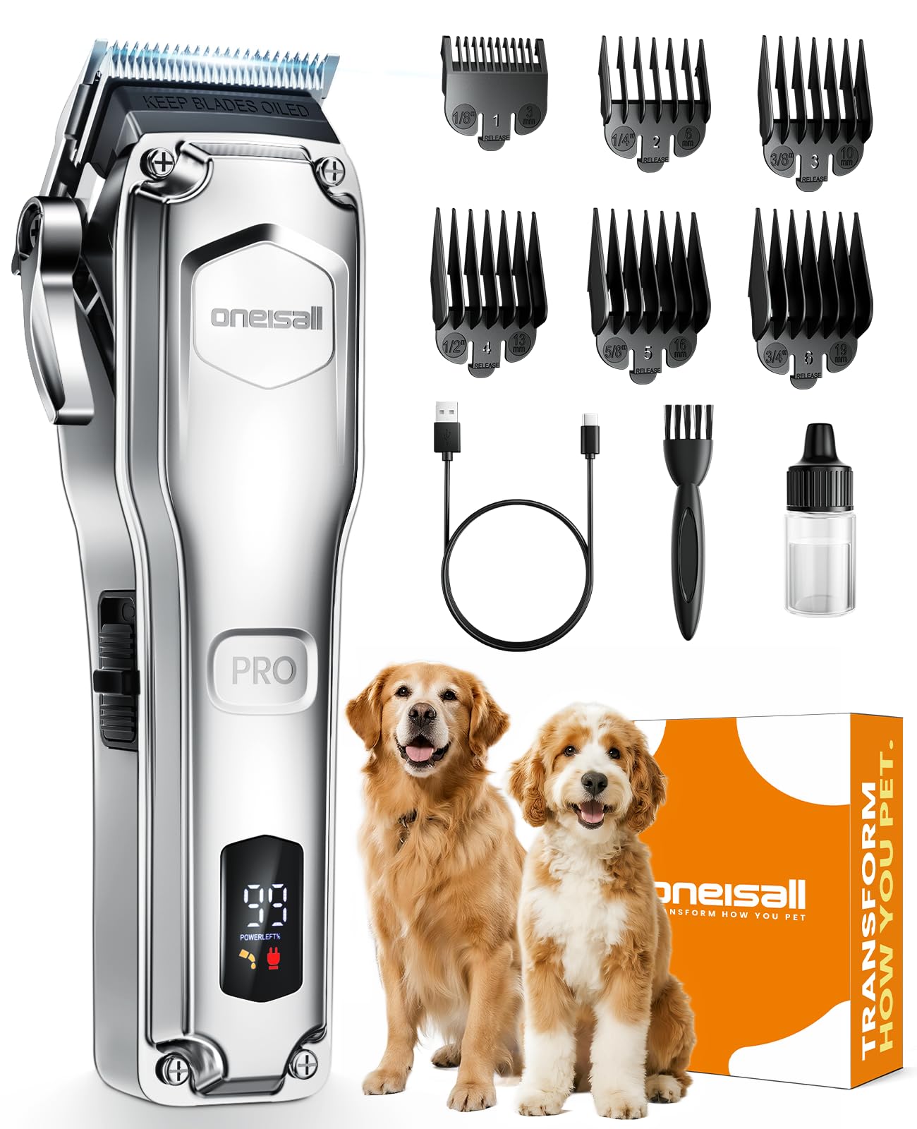 oneisall PC18 Dog Clippers for Thick Coat