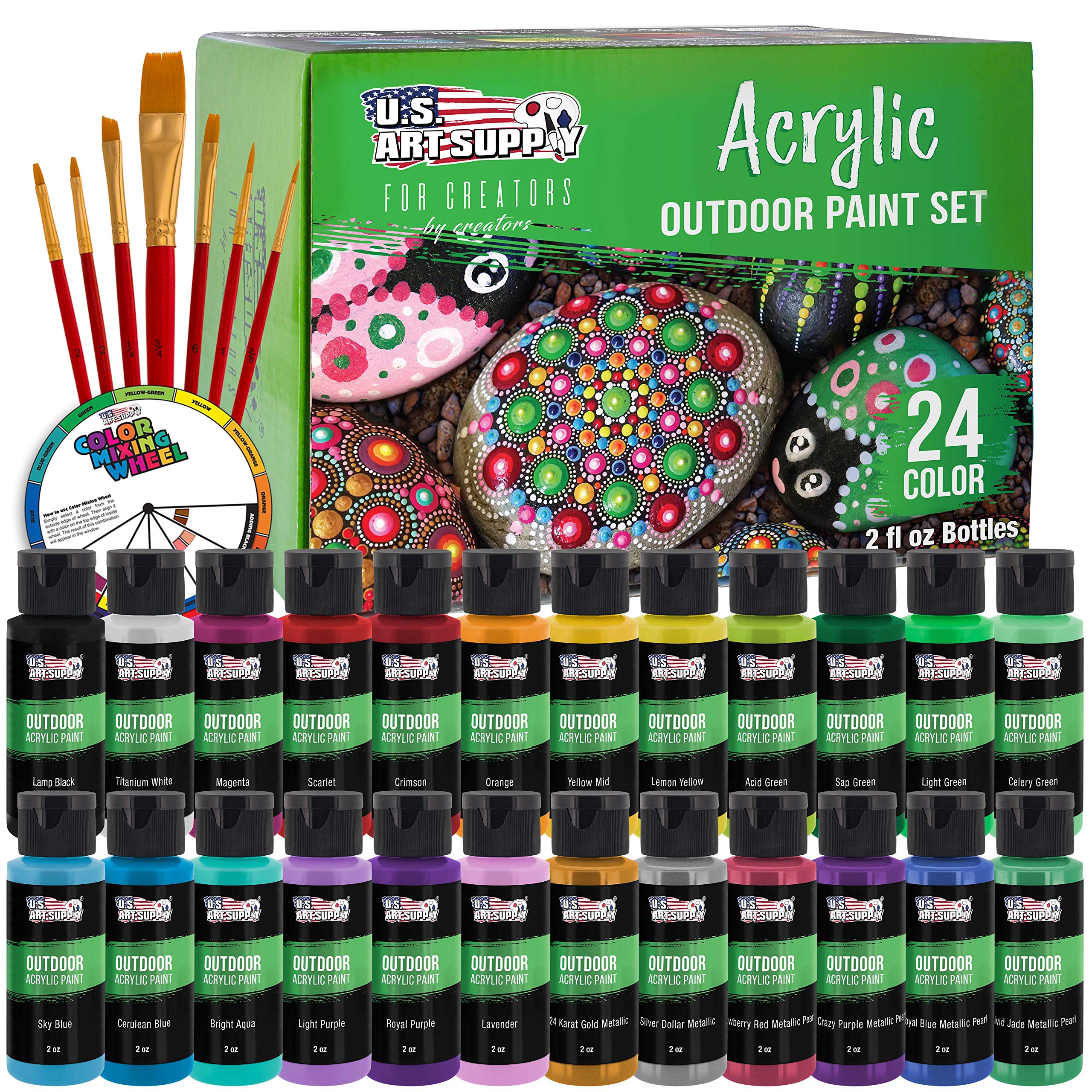 U.S. Art Supply Professional 24-Color Outdoor Acrylic Set
