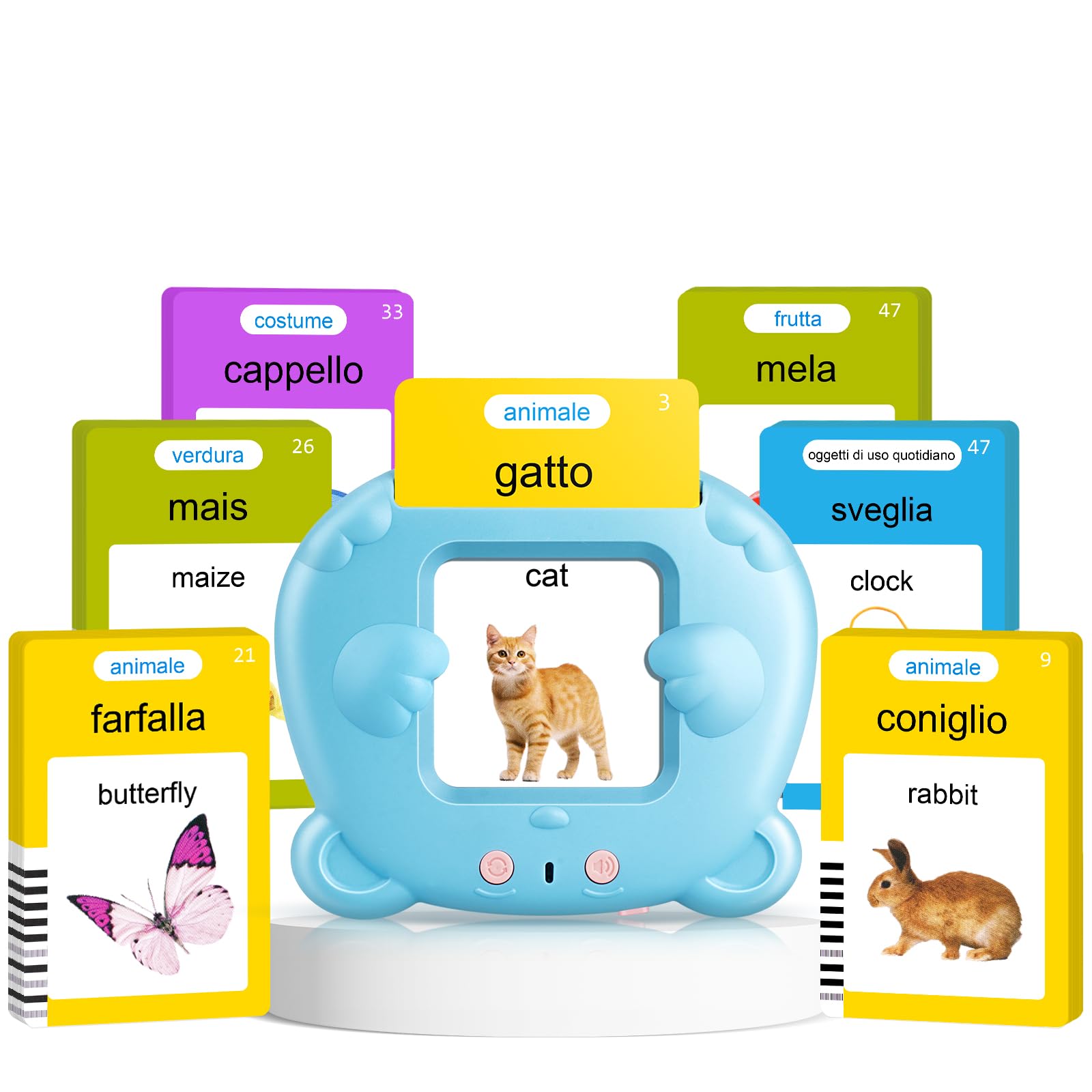 Italian English Talking Flash Cards, 224 Words