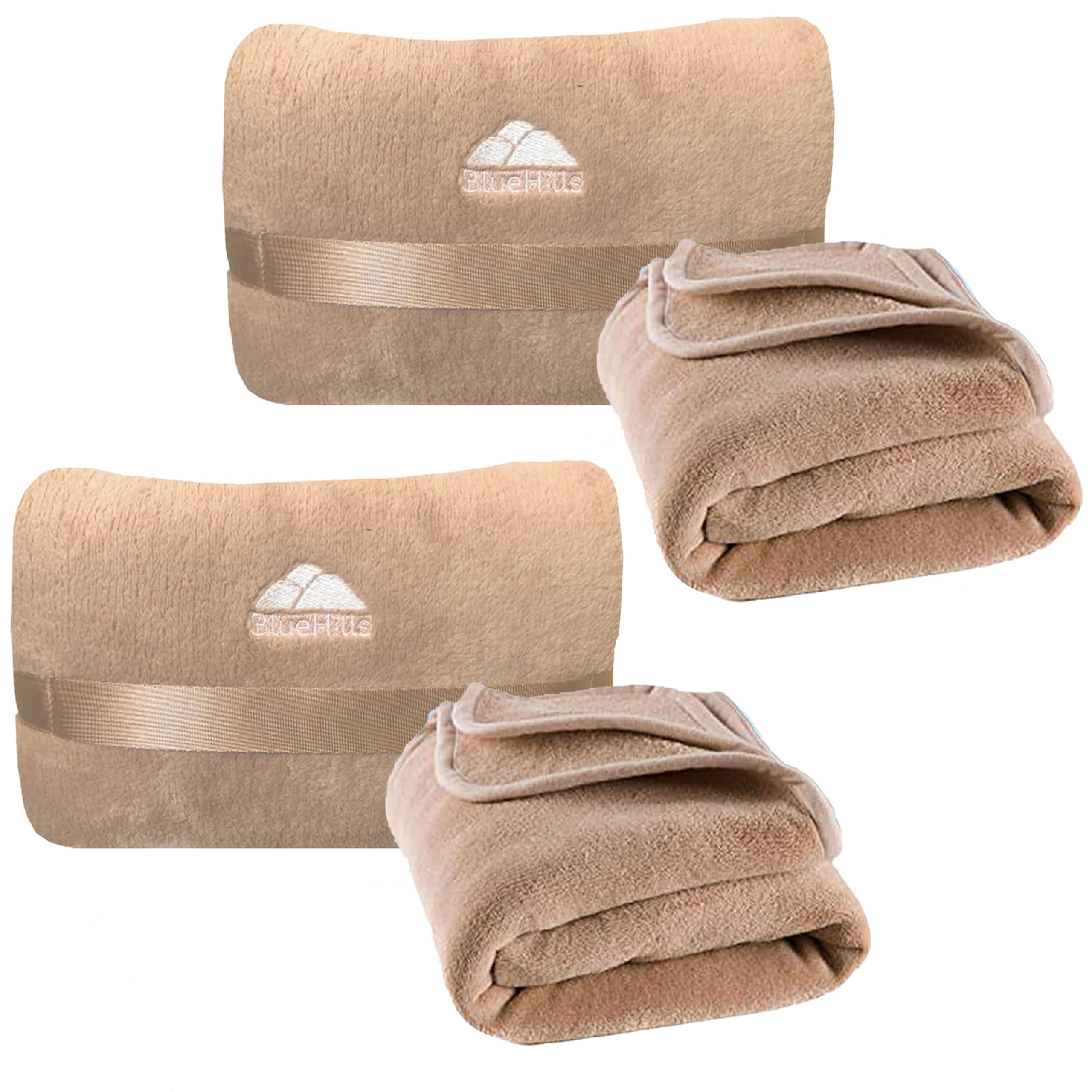 BlueHills 2-Pack Mini Travel Blanket Pillow