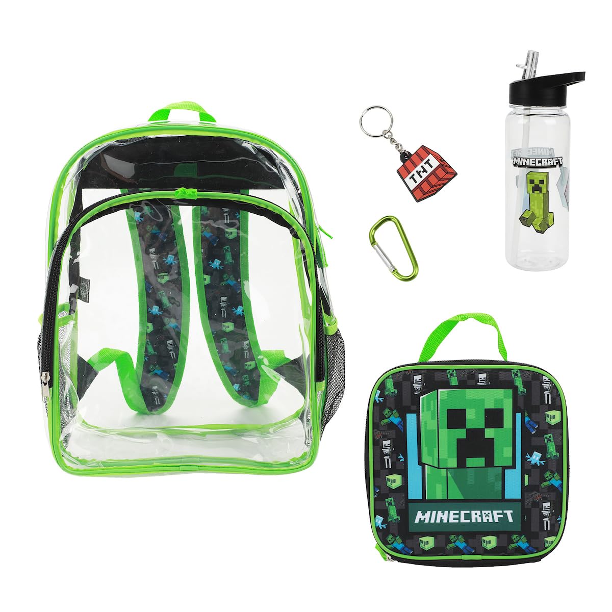 BIOWORLD Minecraft Creeper 5-Piece Backpack Set