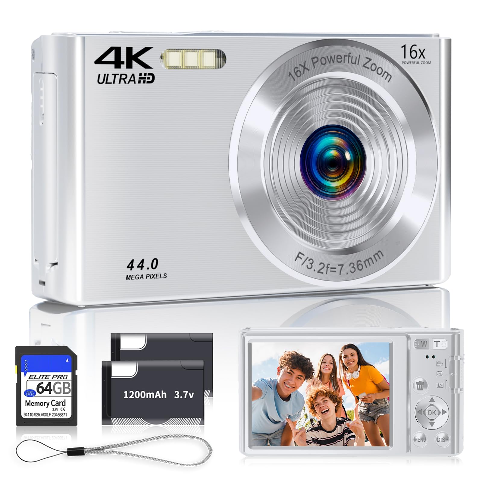 44MP 4K Autofocus Digital Camera, Silver