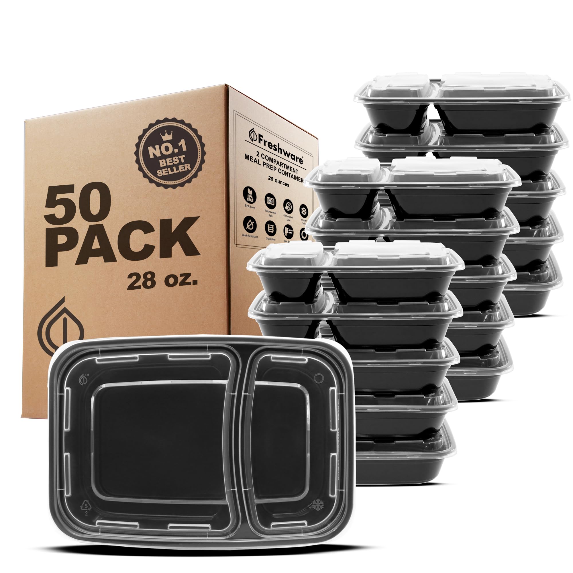 Freshware 28 oz 2-Compartment Set