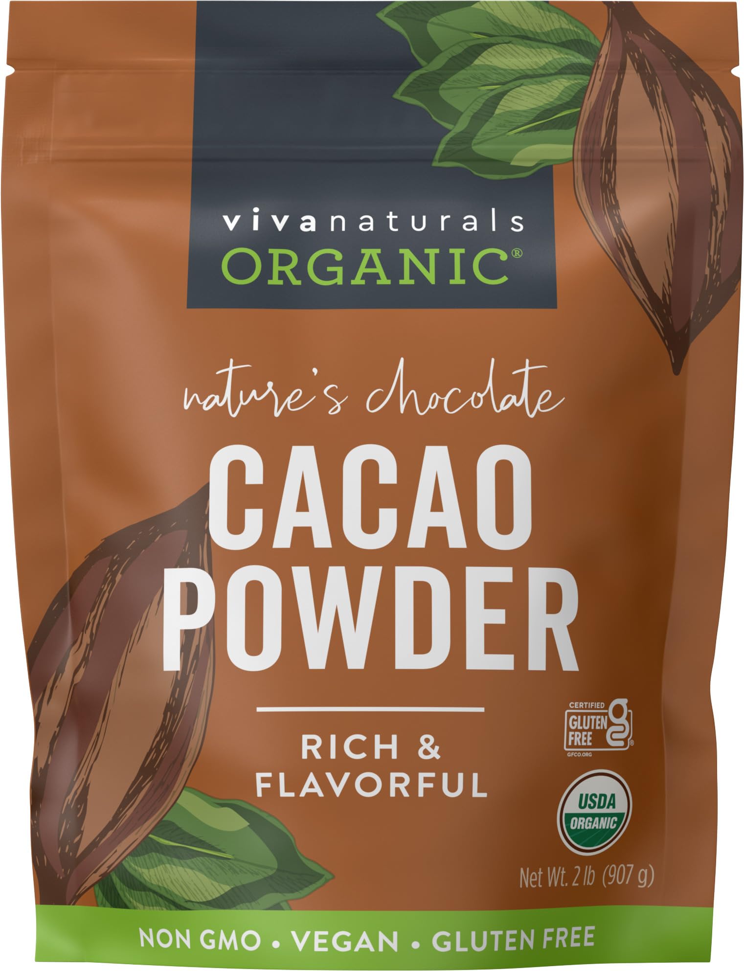 Organic Unsweetened Cacao Powder, 2 lb