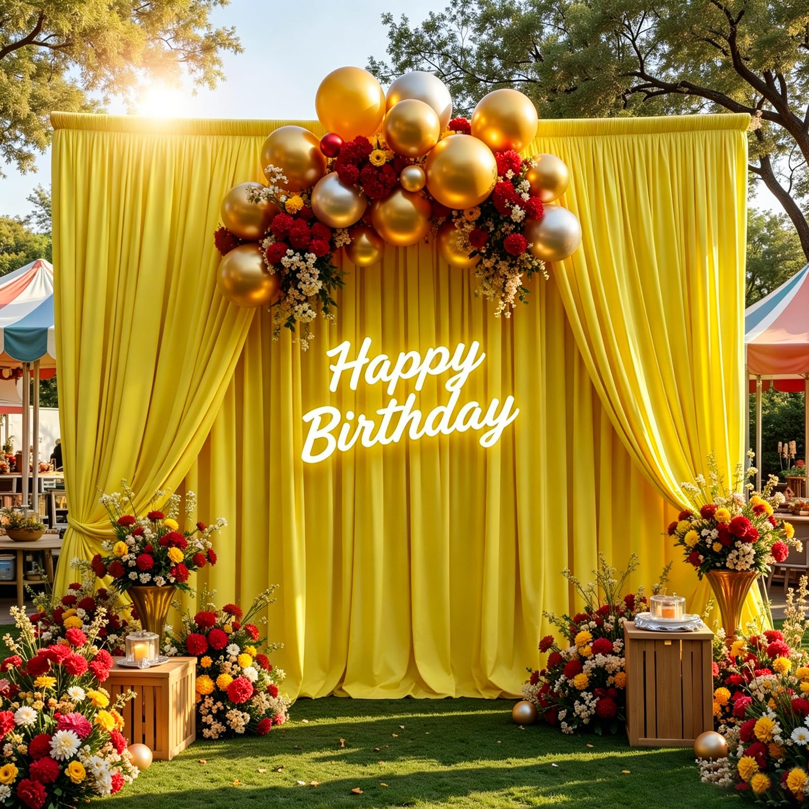 Gallety Yellow 10FT x 10FT Backdrop Curtain