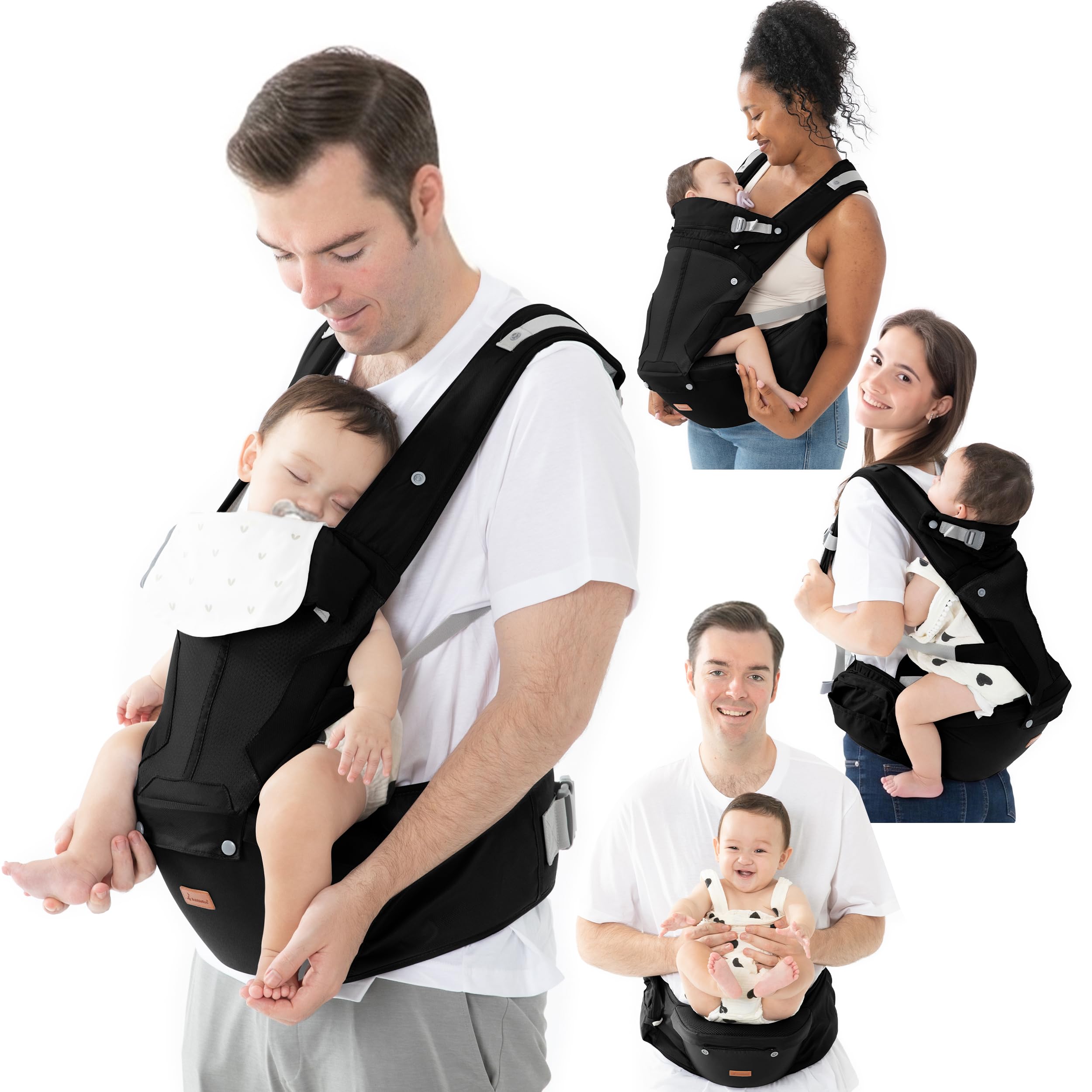 BabbleRoo 6-in-1 Baby Carrier with Hip Seat