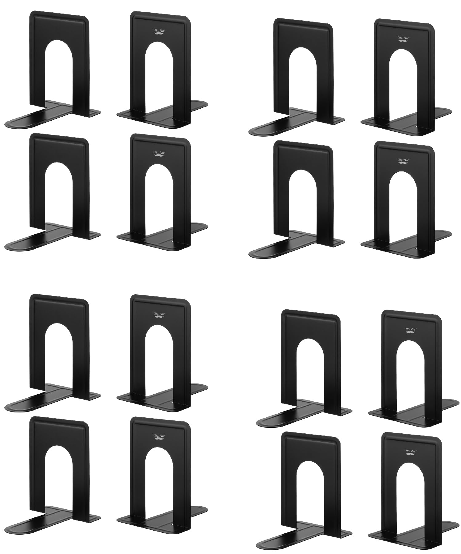 Mr. Pen Black Metal Bookends, 16-Pack