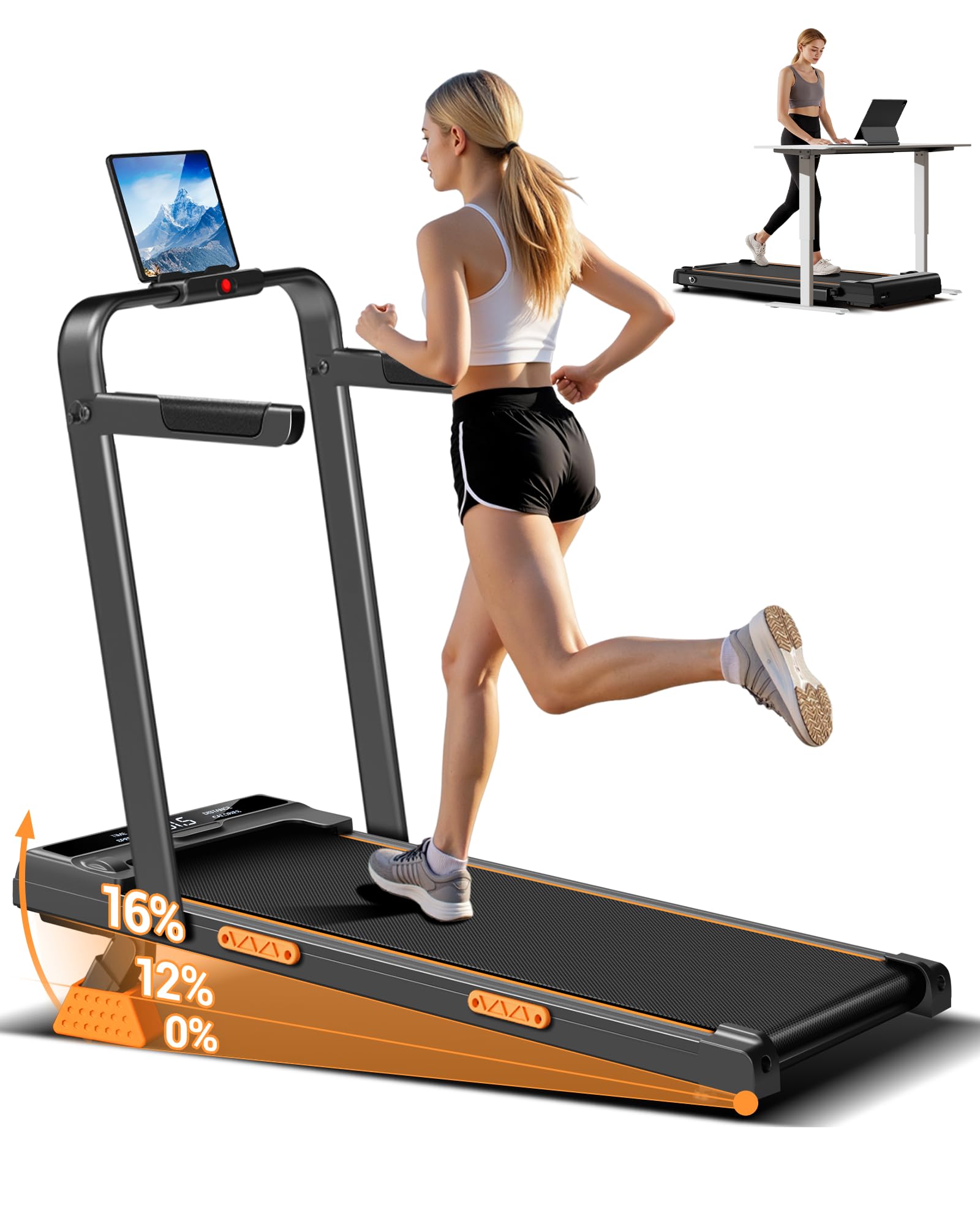 16% Incline Walking Pad with Handles