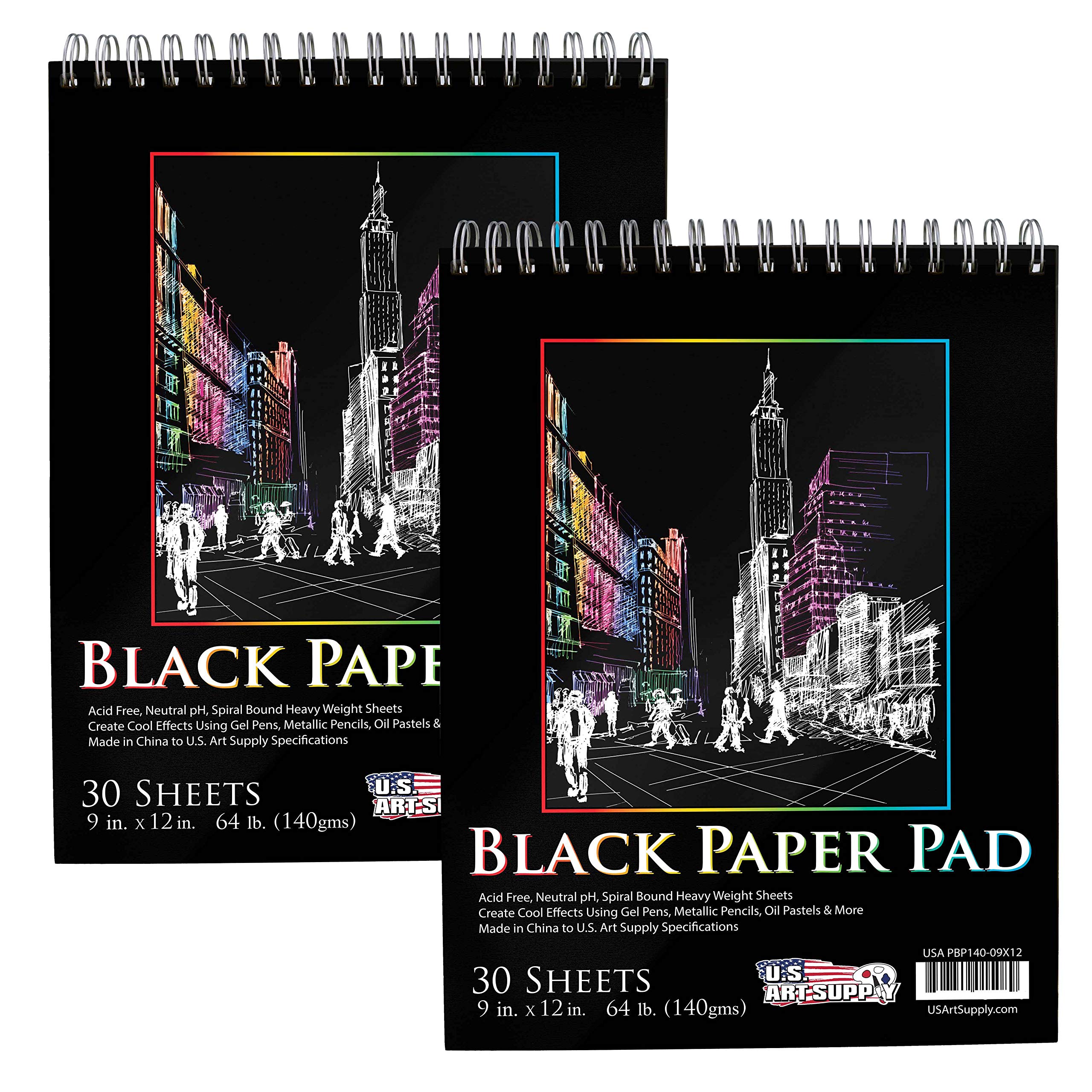 U.S. Art Supply 9 x 12 Black Paper Sketchbook